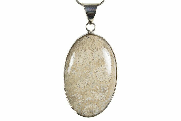 Polished Indonesian Fossil Coral Pendant (Necklace) #345302